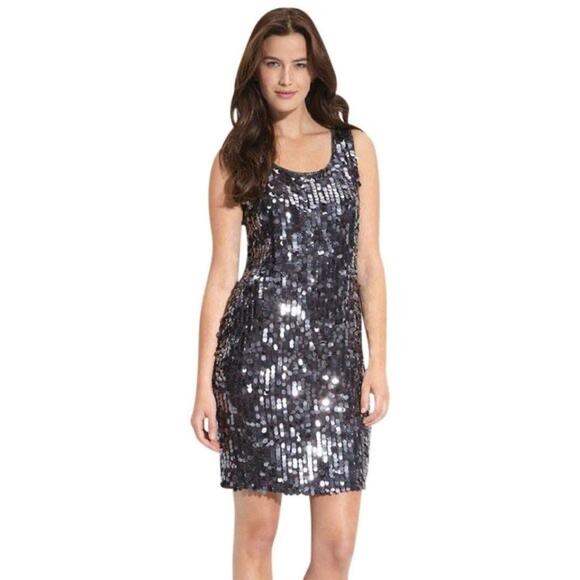 Calvin Klein Gray Sequin Sleeveless Dress Size L Large NWT - Picture 1 of 7